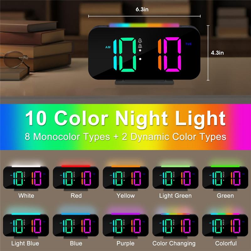 A84E-LED Digital Alarm Clock For Bedrooms With Night Light,Dual Alarm,12/24H, Plug In Large Display Alarm Clock For Bedroom