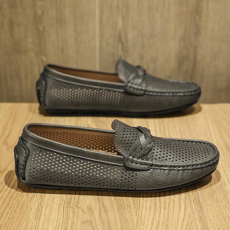 Summer new hollow breathable big net casual leather shoes lazy Doudou shoes