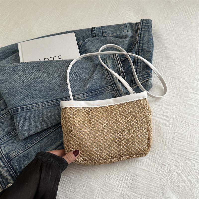 Stylish Woven Crossbody Bag For Women In Black Coffee White And Khaki Colors For Trendy Casual Looks