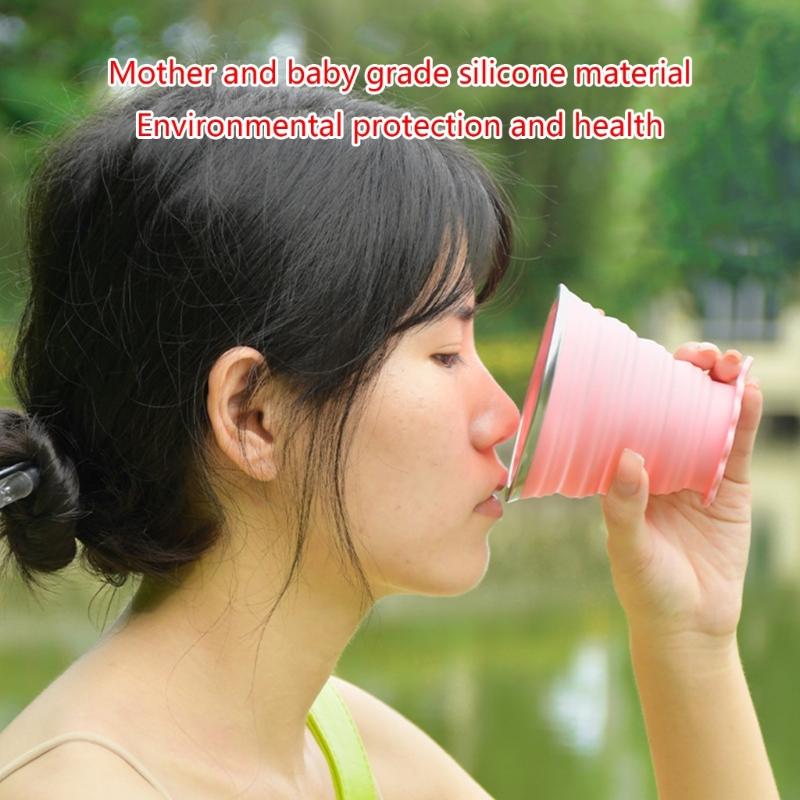2 stuks Intrekbare Siliconen Koffiekop Lekvrij Waterbeker Buiten Opvouwbare Kampeerbeker Uitklapbare Drinkbeker met Deksel
