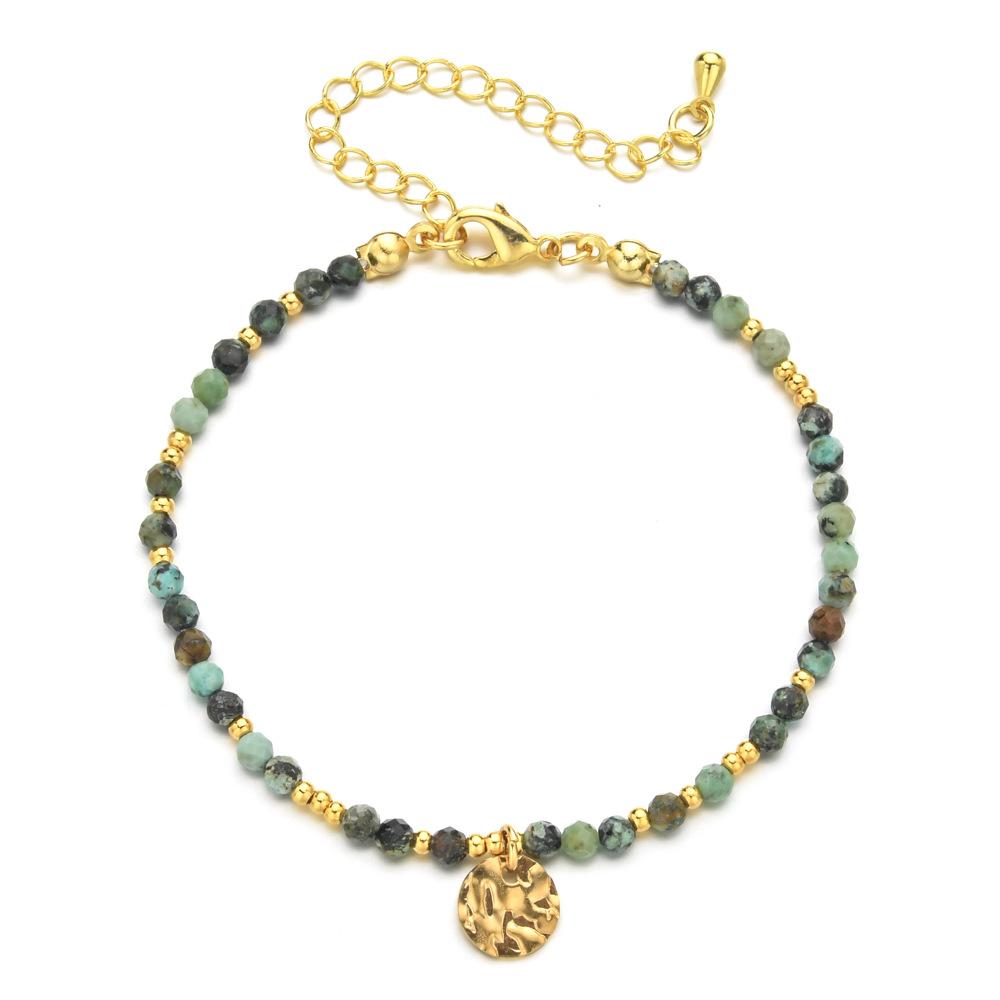 Fashionable Irregular Natural Stone Beaded Bracelet, Ethnic Style Stainless Steel Colored Jewelry Bracelet