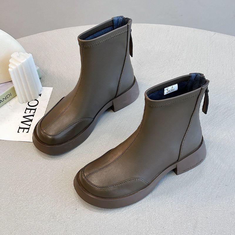 British style retro Martin boots women's autumn and winter 2025 new shoes fleece short boots versatile thick-soled elastic thin boots