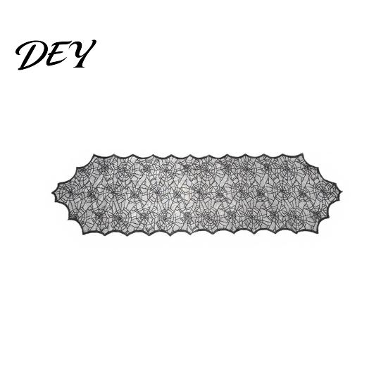 Spooky Home Decoration Spider Web Table Runner, Black Lace Gothic Halloween Runner Cobweb for Dining Event Props