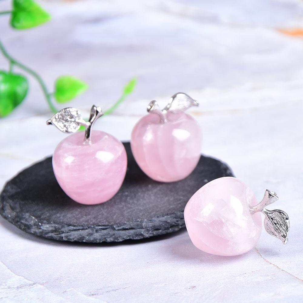 1PC Healing stone Natural Rose Quartz Pink Apple Can Be Used for Couple Decorations Home Decoration Study Room Decoration DIY Gift