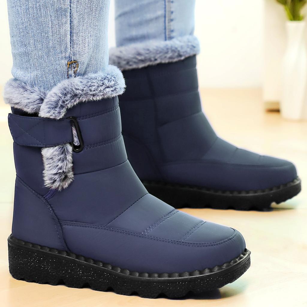 Women's Fashion Lightweight Height-enhancing Soft Sole Winter Warm Fur One Snow Boots Velvet Lined Non-slip Casual Sports Cotton Boots