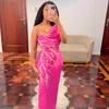Elegant Handmade Beaded Off-the-Shoulder European & American Bandage Evening Dress
