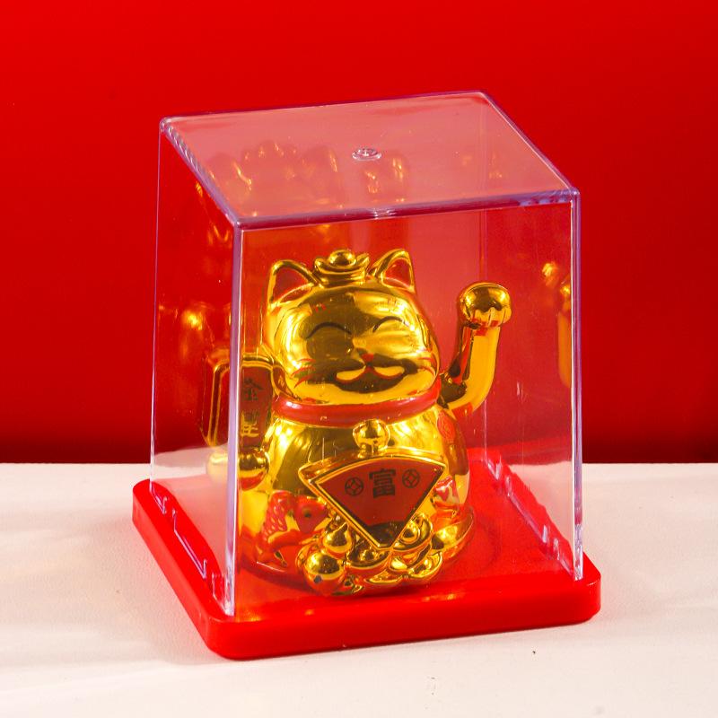 Gatto Portafortuna Solare Che Saluta Automaticamente Gatto Ricco Decorazione Desktop Casa Bancone Cassa Ornamento per Auto