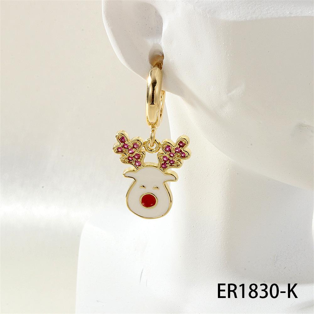 Christmas Lolita Fashion Hoop Earrings: Snowflake, Reindeer & Tree Charm Set
