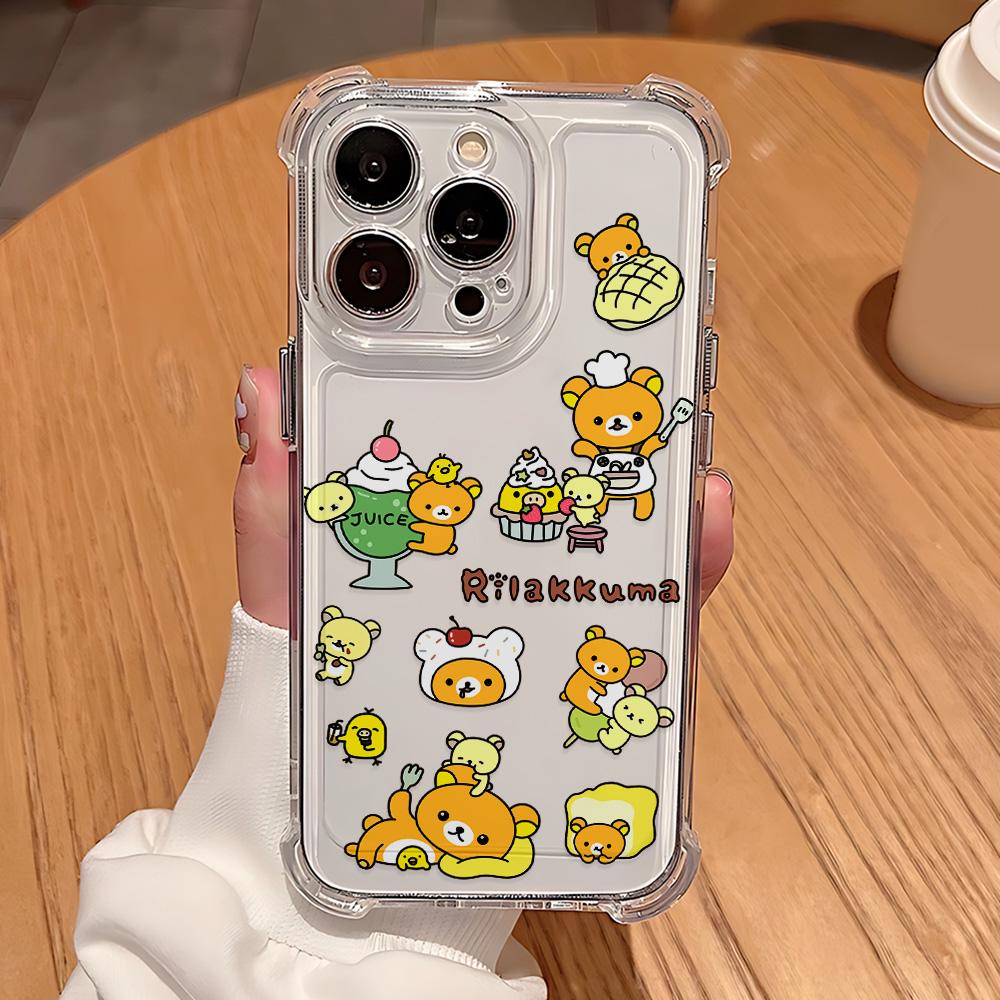 Cute Rilakkumas Bear Anti Fall Clear Phone Case For Xiaomi Redmi 14C 13C 12C K50 K40 Note 14 13 12 11 10 9S A1 A2 Pro Plus 4G 5G