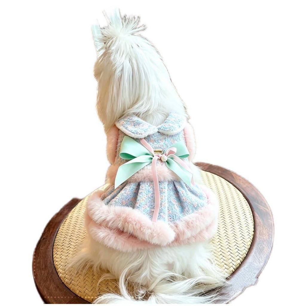 Dog Clothes Autumn and Winter Clothing Thick Cat Princess Symphony Fragrance Traction Small Dog Teddy Pet