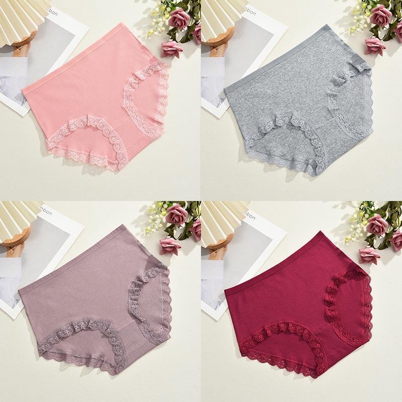 

4 шт. Хлопковые трусики Дышащее нижнее белье Сексуальные кружевные трусики С высокой талией Женские трусы Трусы для девочек Комфортное нижнее белье Женское белье XXL&Set