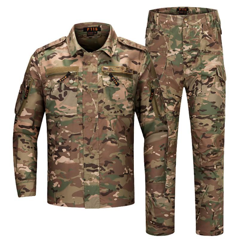 Mens Tactical Camo Uniform Set Breathable Durable Outdoor Jungle Camouflage Shirt Pants Hiking Camping Survival