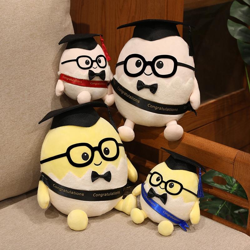 1525Cm Lint Mensachtige Ei Pluche Speelgoed Afstuderen Bachelor Doctor Knuffel Pluche Kawaii Mascotte Souvenir Klasgenoot Cadeau