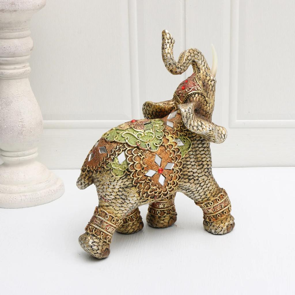 1pc, Exotic Embellished Elephant Figurines, Resin Craft, Decorative Statues For Living Room And Bedroom Home Decor