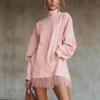 2026 Vintage Style High-Neck Suede Tassel Dress with Pockets