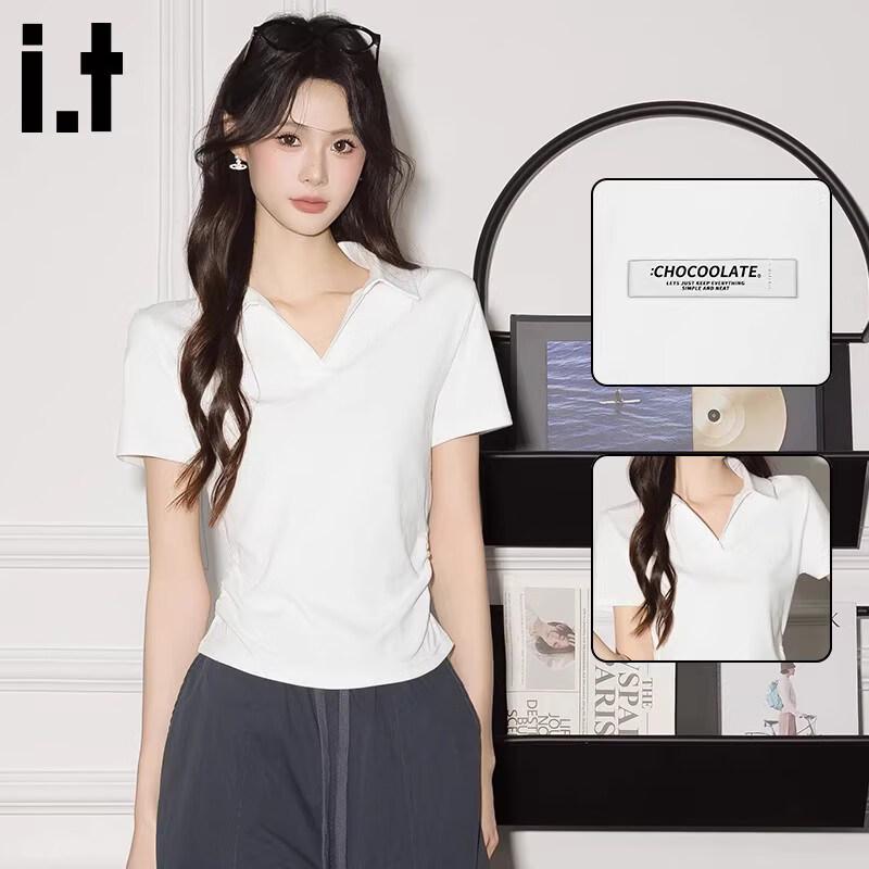 CHOCOOLATE Women s Slim-Fit Short Sleeve Polo T-Shirt M