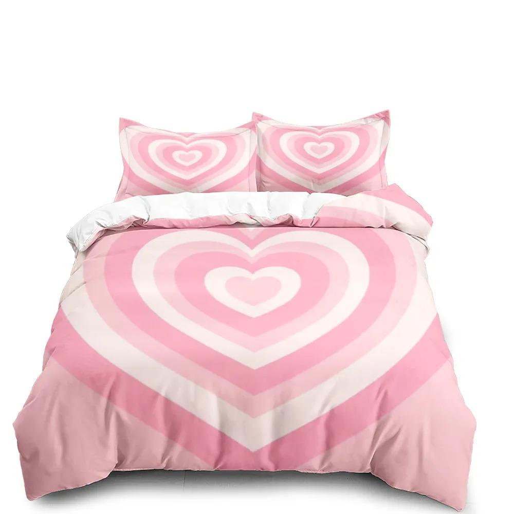 Turquoise Heart Wave Abstract Bedding Set Single Twin Full Queen King Size Polyester Duvet Cover Aldult Kids Quilt Cover Set