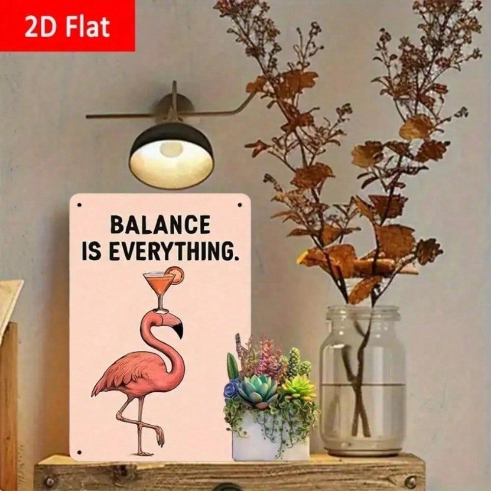 Flamingo Balance Tropical Beach Vintage Metal Sign Rustproof Retro Wall Art For Spa Lounge Home Bar 8x12 Inch