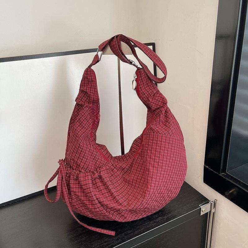 Borsa Monospalla a Quadri alla Moda, Borsa a Tracolla Retro di Grande Capacità per Pendolari, Borsa a Forma di Raviolo di Nicchia ed Elegante