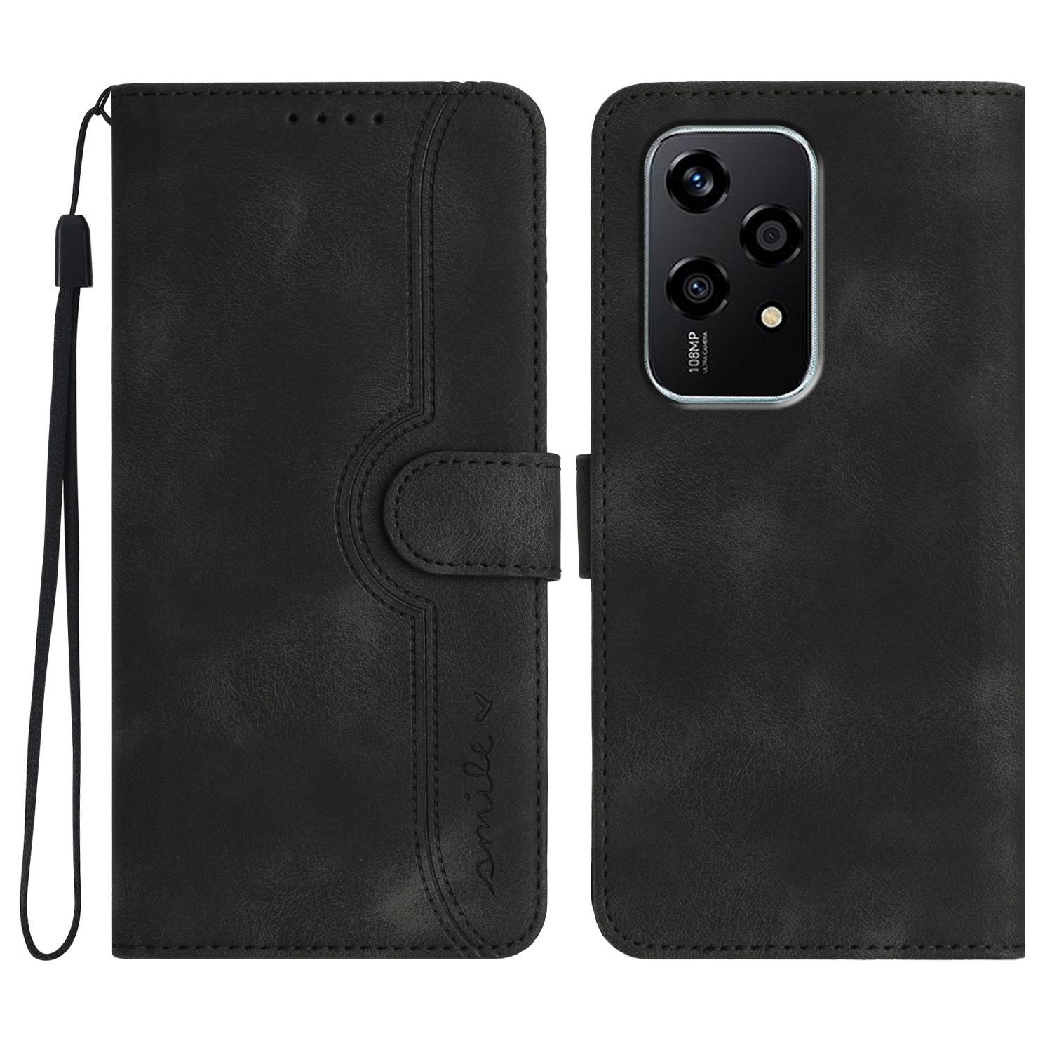 

YX0030 For Honor 200 Lite Case Smile Imprinted Wallet Stand Leather Phone Cover Black
