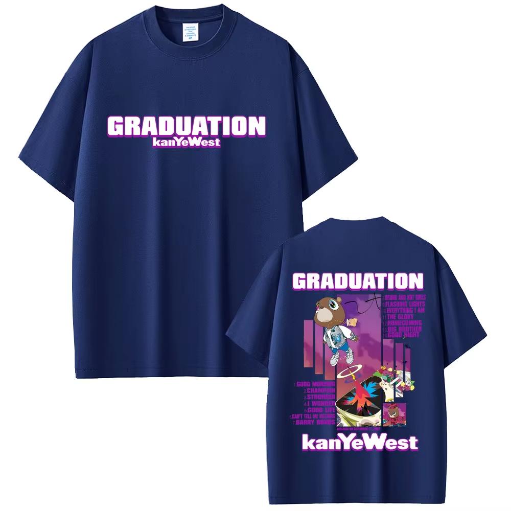 Rapper Kanye West Graduation Bear Graphic T-shirts Men Women Fashion Pop Music T Shirt Men Cotton Vintage T-shirt