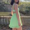 LYRIA Abiti Eleganti Da Donna Monocolore Cutout Slim Abito A Fionda Sexy Schiena Nuda Abito con Volant Femminile