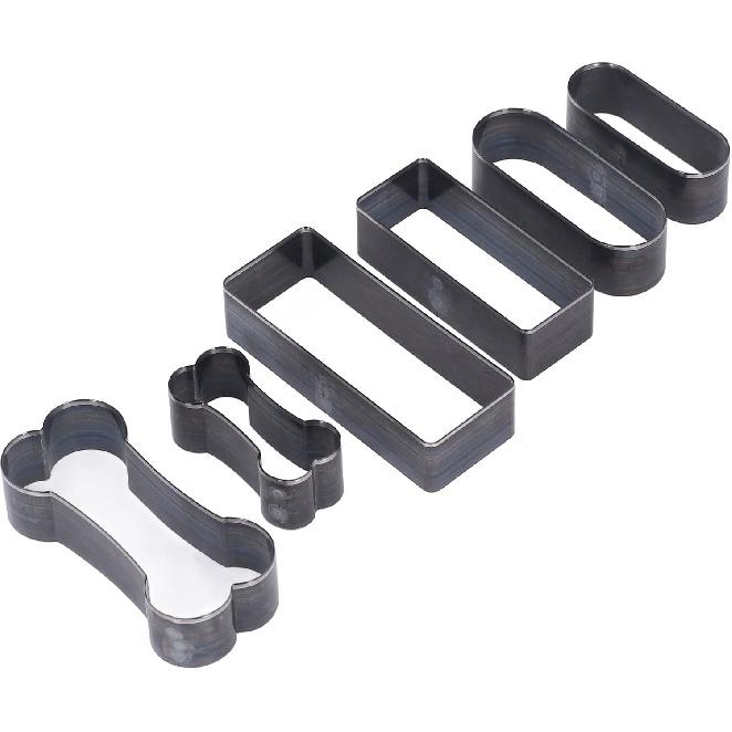 Leather Cutting Dies Set, 6Pcs Leather Hole Punch Hollow Cutter Tool with Rectangle Oval Bone Shape for Handmade DIY Leather Craft
