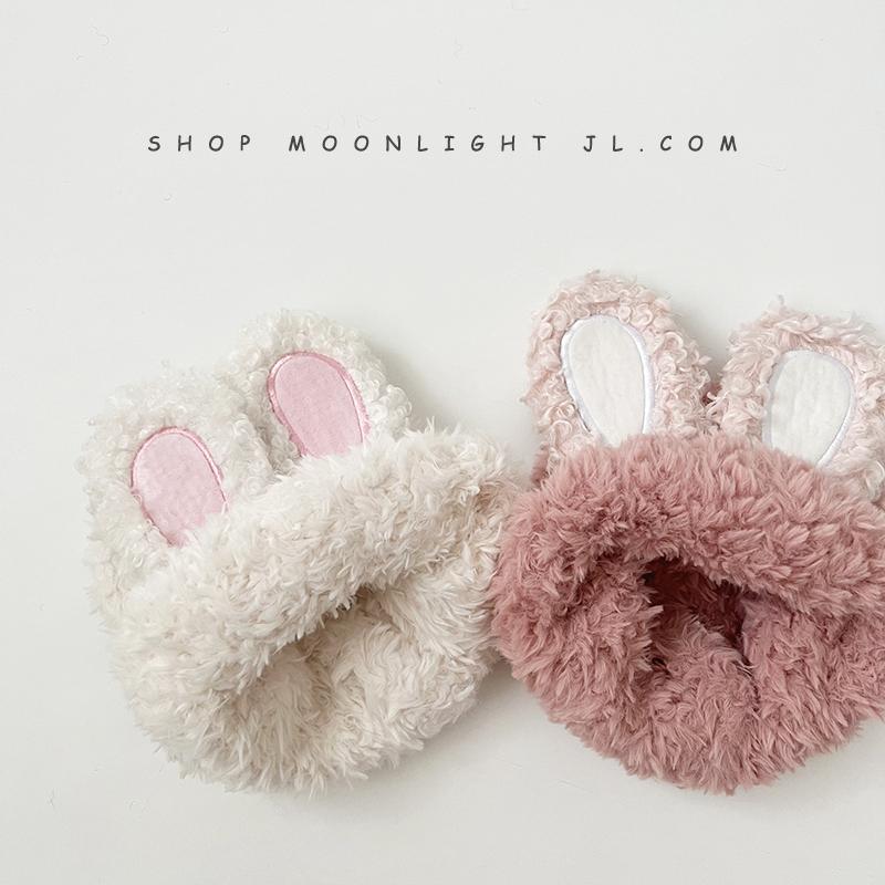 Rabbit ear plush children's hat autumn and winter warm windproof piled thickened girl baby knitted pullover
