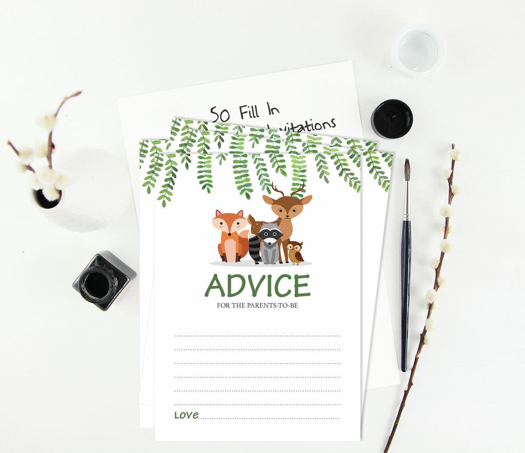 Inkdotpot 50 Ratgeberkarten für Babyparty-Spiel, geschlechtsneutrale Ratschläge für neue Mama und Papa, Grünpflanzen und Tiere, Junge oder Mädchenparty