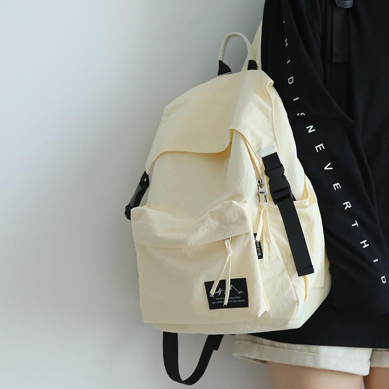 

JK Lightweight Backpack Women 2025 New Fashion Travel Leisure Backpack Women Backpack Women College Student Milk yellow with standard