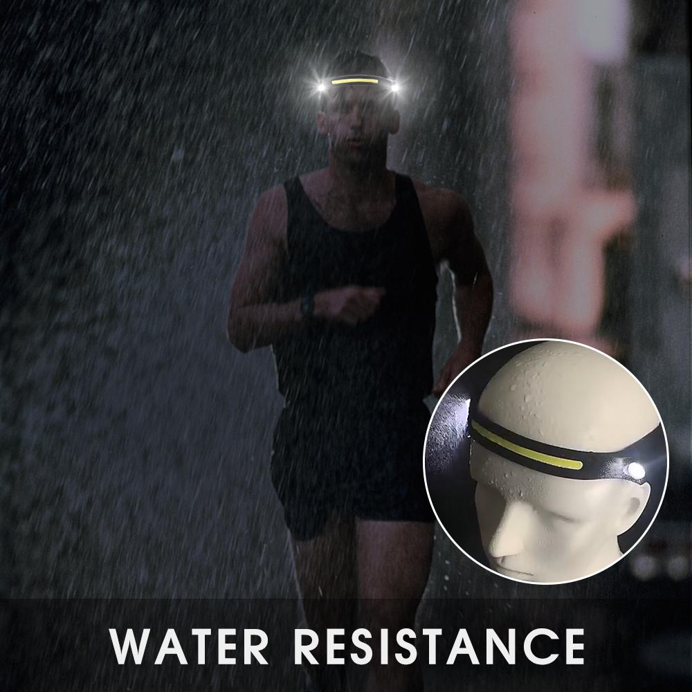 Lett hodelykt lommelykt USB oppladbar utendørs vanntett hodelykt for campingvandring