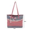 Fashion Lattice Lace Bow Shoulder Bag Casual Large Capacity Handbag Versatile Tote Bag Women