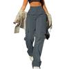 Women's Casual Lightweight Hiking Pants High Waist Beltless Straight Leg Loose 4 Pockets  Cargo Pants