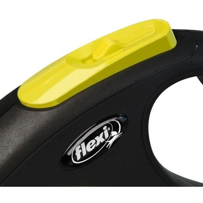 Laisse Enrouleur Sangle - KERBL - New Neon M - Noir Et Jaune - 5 M - Pour Chien