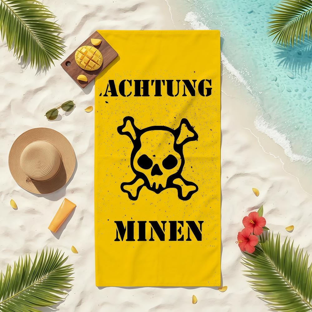 Achtung Minen Metal Signs Towel Soft Pool Gift For Travel Gym Shower Camping Quick Dry Sports Beach Towels