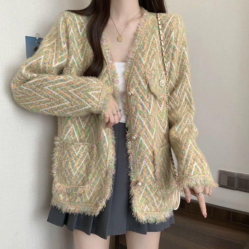 Xiangfeng Faux Mink Knit Tassel Cardigan - Autumn/Winter Fashion