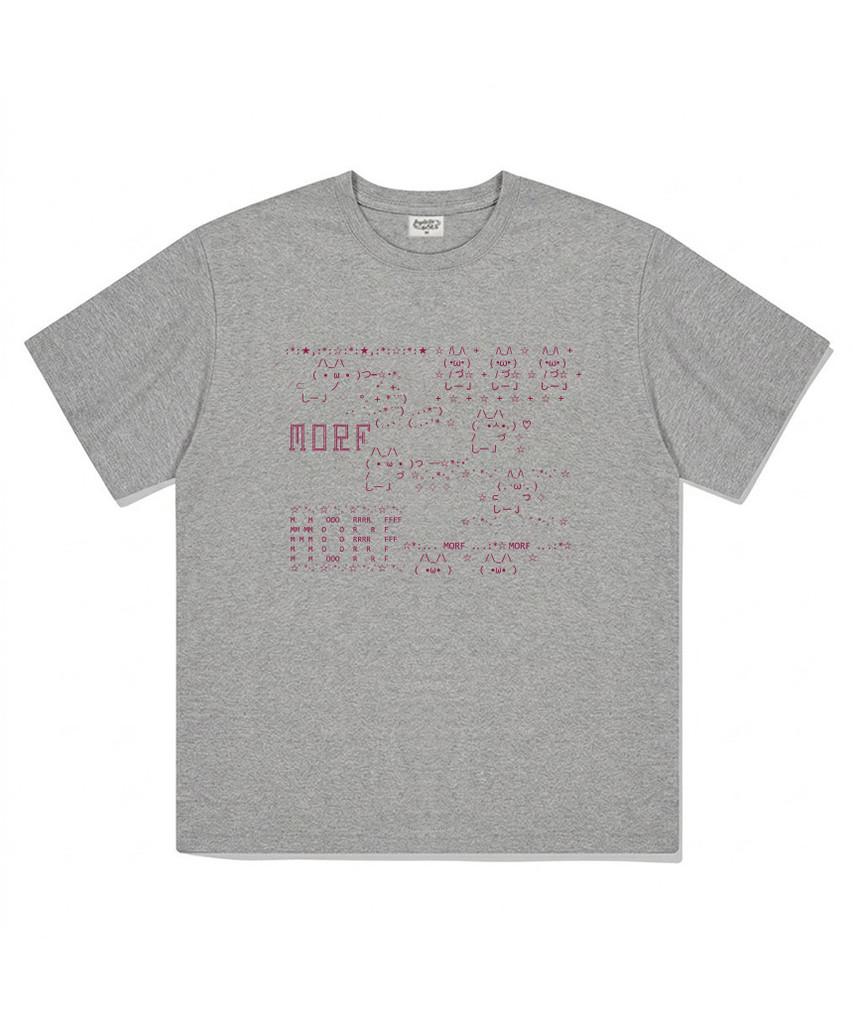 Deomopeuhauseu Ascii Cat Oversized Short Sleeve T-Shirt Gray