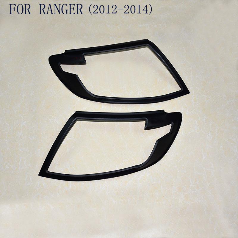 Car styling  ABS Chrome BLACK Front headlight Lamp Cover fit for 2012-2014 Ford RANGER T6 car Accessories
