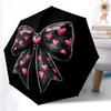 1pc Heart Bow Automatic Folding Umbrella with 8-Rib Windproof Design, Portable Foldable Sunshade Umbrella For Halloween, Christmas Gifts041