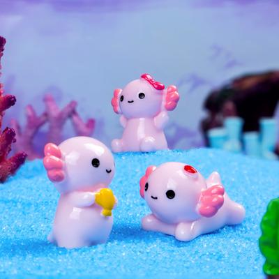 24Pcs Mini Pink Salamander Figurine Cartoon Salamander Resin Statue Miniature Animal Ornament DIY Dollhouse Car Dashboard Desktop Decoration