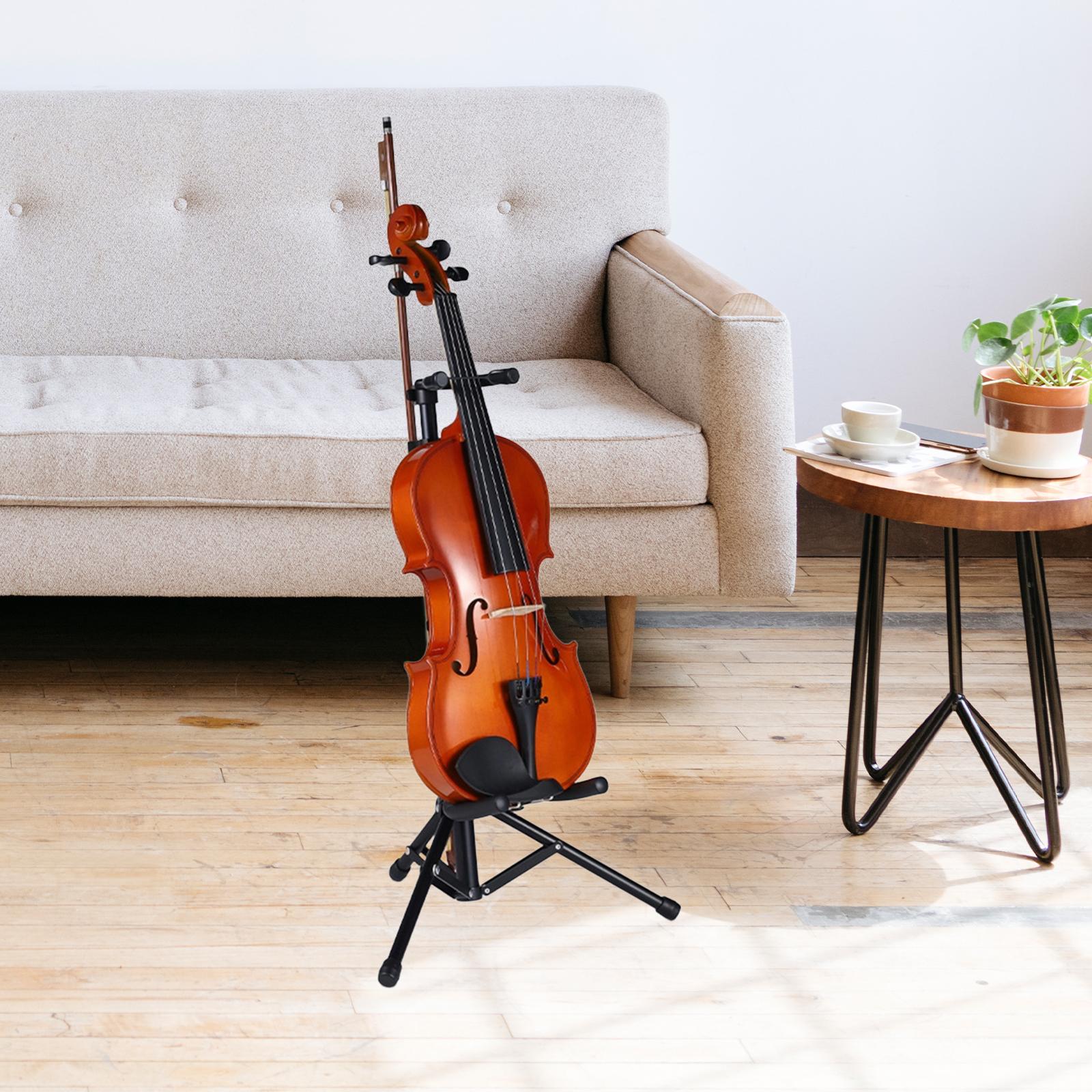 

Portable Violin Stand Adjustable Height Folding Tripod Holder Bow Support Durable Aluminum Alloy for School Studio Home Use чорний