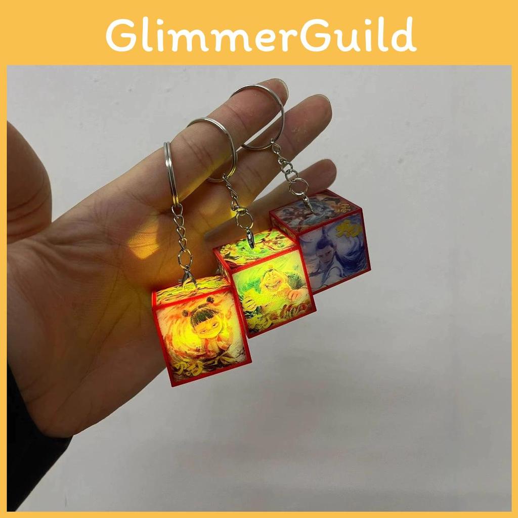 Ne 2 Zha Multicolor Luminescence Keychain Movie Merchandise Pendant Keyring