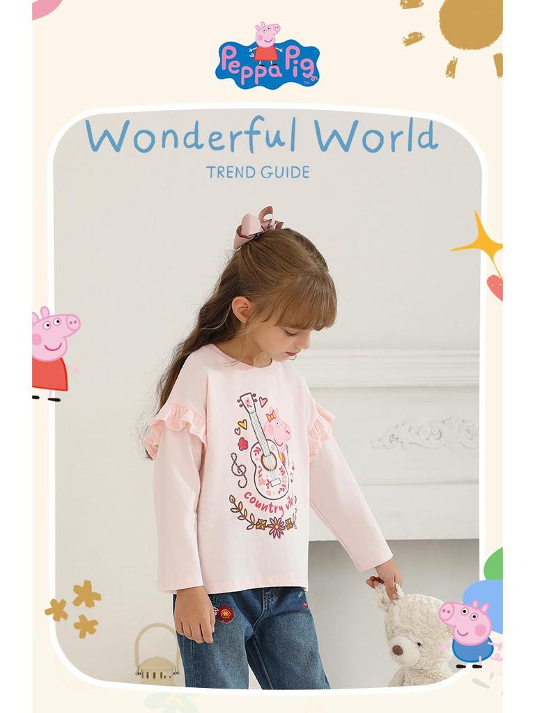 Dívčí tričko s dlouhým rukávem Peppa Pig - Stylový princeznovský design na jaro/podzim