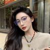 Vintage Style Unisex Non-Prescription Blue Light Blocking Glasses, Semi-Rimless, Durable PC Frame, with Clear PC Lenses
