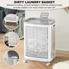 Dirty Clothes Basket Large Capacity Hollow Out Laundry Basket with Wheels Bathroom Organizer W/ Lid Washing Basket for Home Use