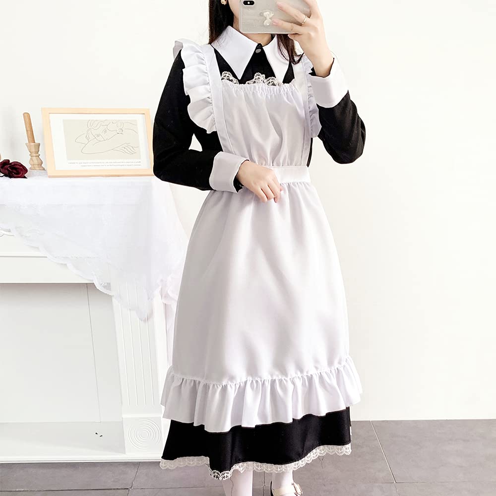 YAISHN Maid Uniform, Long English Style, Gothic Lolita One Piece, Halloween Costume, Women's, Cute Lolita Cosplay, Long Sleeve, Bow Tie, Party, Event