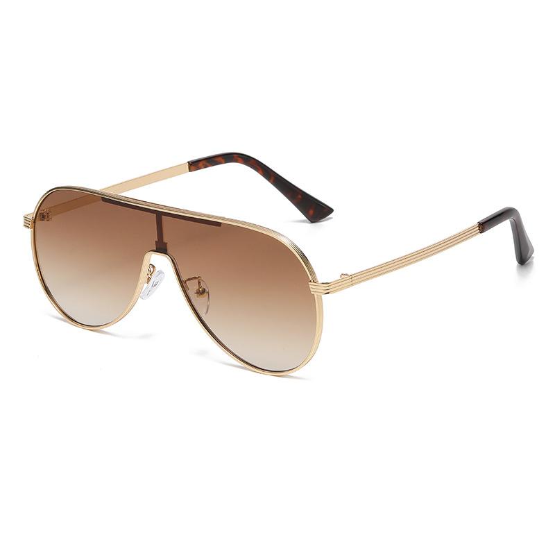 New Metallic Texture Fashionable And Versatile Retro Sunglasses - Uv-protective Sunglasses 2524 коричневый