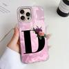 A-Z Black Letter Peony Flower Phone Case For Apple Iphone 15 14 Pro Max Plus Shockproof Silicone Couple Fundas Shell Back Cover