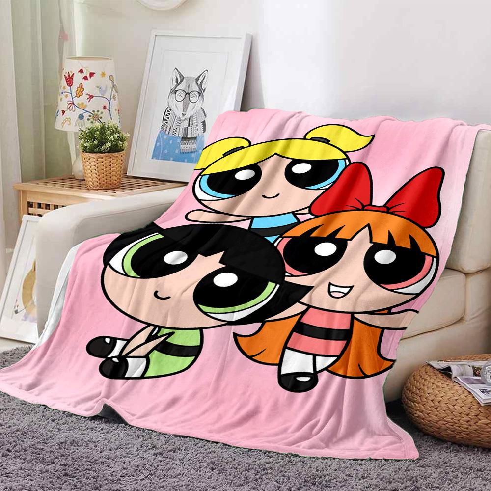 Powerpuff Girls Adventure Flannel Blanket Super Soft Warm Cozy Blanket For Sofa Bed Office Travel Allseason Home Decor Gift