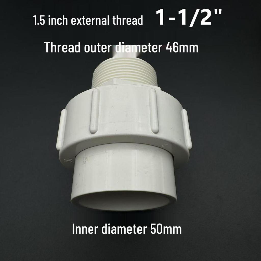 PVC Male Thread Union Glue Pipe for Water Pumps - 1/2 Inch, 3/4 Inch, 1 Inch, 2 Inch Single Thread.